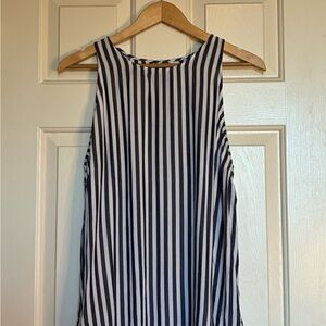 Striped Sleeveless Top - Blue and White